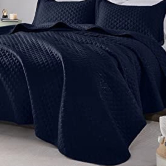 Navy blue Quilt (bedspread ) Set 3 pc. Queen NEW